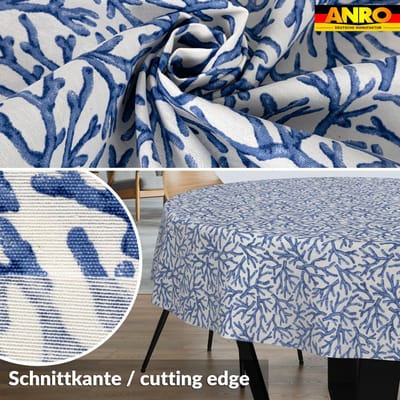 ANRO Tafelkleed Koraal Blauw Rond Ø100cm Rechte rand Afwasbaar Waterafstotend Binnen & Buiten