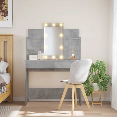 vidaXL - Kaptafel - met - LED-verlichting - 96x40x142 - cm - betongrijs
