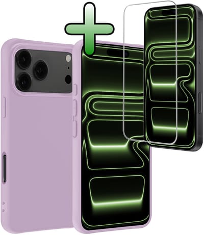 Hoesje Met Screenprotector - Geschikt voor iPhone 17 Pro / 18 Pro - Sterk & Shockproof - Back Cover - Siliconen Case - Telefoon Hoes - Lila