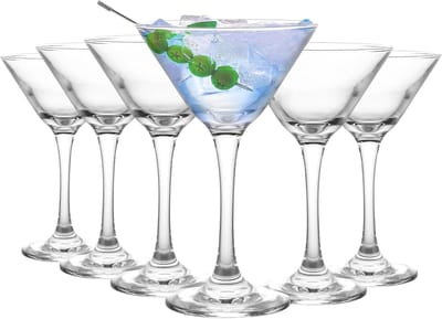 Set van 6 Kristallen Martini Glazen - Perfect voor Cocktails, Feesten en Geschikt voor Vaatwasser - 160 ml