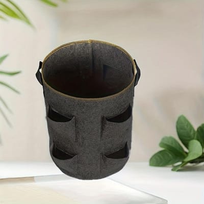 1 sac de plantation d'arbre circulaire, sac de plantation de fraises, sac de croissance de plantes, sac de semis, sac d'embellissement de plantes vertes 1pc black