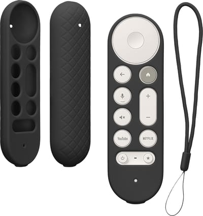 kwmobile hoes geschikt voor Google TV Streamer 4K - Siliconen anti-slip hoes voor afstandsbediening in zwart