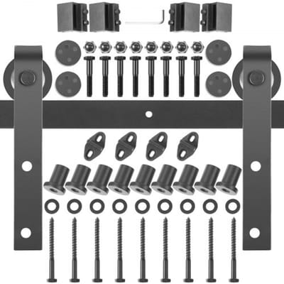 VEVOR Track Kit Deur 366 cm Houten Deur Track Kit 150 Kg Laadvermogen Schuifdeur Hardware Roller Track Rail Kit Gemaakt Van Koolstofstaal met Stabiele Ontwerpdetails Geschikt Voor 35-45 Mm Dikke Deur