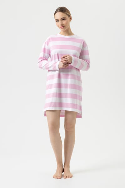 Nachthemd met lange mouwen Serie Streaked Lines Soft Pink