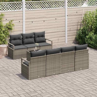 vidaXL - Tuinbank - Set - 8 - st - 7-Aantal - zitplaatsen - Grijs - poly - rattan
