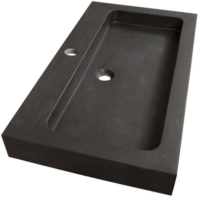 Brauer Lava Wastafel - 80 cm - met 1 Spoelbak en 1 Kraangat - Natuursteen Basalt Antraciet
