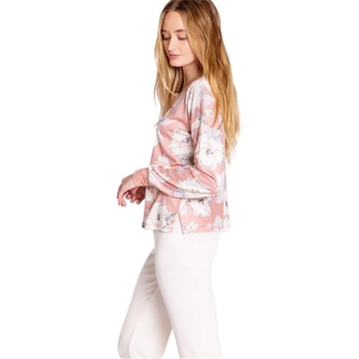 PJ Salvage Dames/Dames Gebloemde Relaxed Fit Top met Lange Mouwen (Rozenhout Print)
