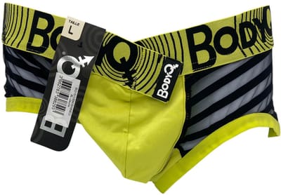 BodyQ Sexy Heren Boxershort – Geel met Net Zwart – Erotische Herenlingerie – Maat S