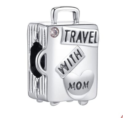 Fler® | 925 Sterling Zilver Bedels | Travel With Mom | Past op populaire bedel armbanden (standaard - 3mm) | armbandbedel | Reizen Charm | Moeder
