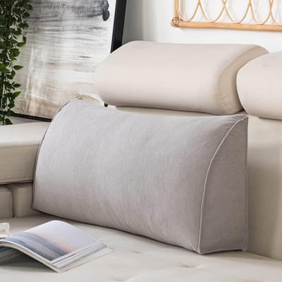 Rugsteun Kussen - Leeskussen Bank - Comfortabel Ontspannen - Afneembare Hoes - 70x35x20cm - Grijs