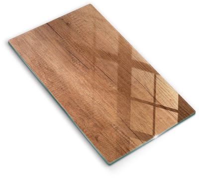 Wallfluent Spatscherm Keuken - Bruin Fornuis Achterwand Glas - 30x52 cm - Houtstructuur Spatscherm Glas - Natuurlijke patronen Rechthoekig Spatscherm Keuken