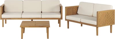BARATTI - Loungeset voor 5 met salontafel - Lichtbeige - Acaciahout