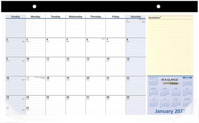 Bureaukalender Maandelijkse - Bureau-onderlegger Planner - Planning Werk - Extra Notities Ruimte - 45 x 29 cm - Blauw