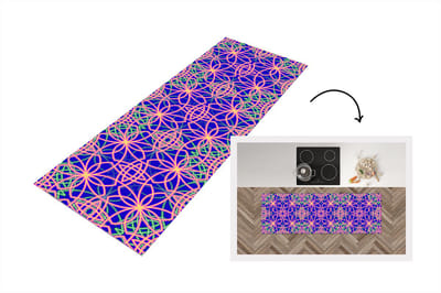 Keukenloper - Loper keuken - Bloemen - Neon - Patroon - 150x50 cm - Keukenloper vinyl