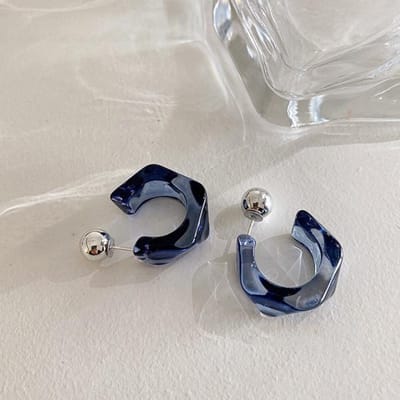 Corée Boucles d'oreilles créoles géométriques en acrylique transparent en forme de C Pour Femmes Filles Tendances Boucles d'oreilles pendantes Bijoux de fête de voyage Cadeaux gray