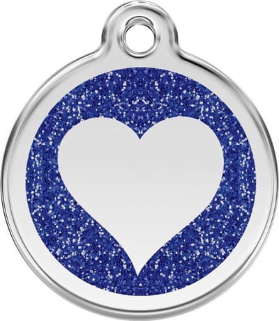 Red Dingo Hondenpenning 20 mm hart glitter donkerblauw