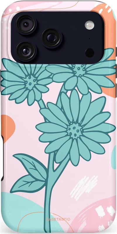 Casetastic hoesje geschikt voor Apple iPhone 17 Pro Max - MagSafe - Dubbellaagse bescherming - Roze Oranje Bloemen - Fashion Case - Mintgroen Lichtroze Perzik