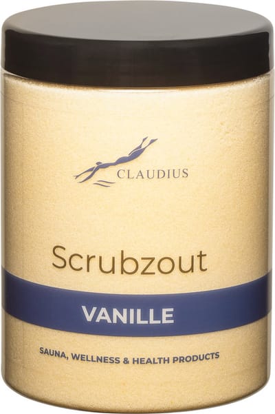 Scrubzout Vanille in handige pot - 1250 gram - met zwarte deksel - Hydraterende Lichaamsscrub