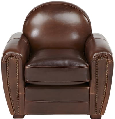 Vente-unique Clubfauteuil van leer met lived-in aspect BAUDOIN - Bruin