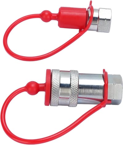 Hydraulische snelkoppeling set van 2 stuks met 1/4 inch NPT schroefdraad, stofkappen en veilige verbinding voor diverse toepassingen