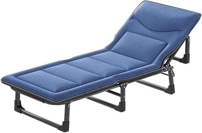 Opvouwbaar kampeerbed - Campingbedje ligstoel - Ontspannen buiten - 4-standen rugleuning - 190x68cm - Blauw