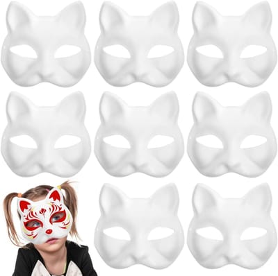 15 Stuks Witte Papieren Lege Handgeschilderde Maskers - Papieren Mache Maskers voor Halloween, Cosplay en Feestjes - DIY Dierlijke Maskers en Accessoires