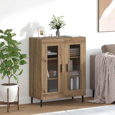 vidaXL - Dressoir - Artisan - Eiken - 69,5 - x - 34 - x - 90 - cm - Bewerkt - hout