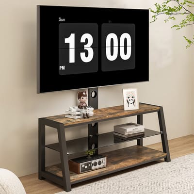 DESMIU Tv Meubel - Met Draaibare En Hoogteverstelbare Tv Standaard - Voor Woonkamer En Slaapkamer - Mdf En Metaal - 116x42x125 Cm - Bruin