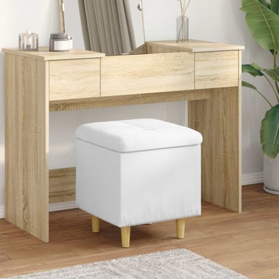 vidaXL - Ottoman - met - opslag - Wit - 40 - x - 40 - x - 45 - cm - Kunstleer
