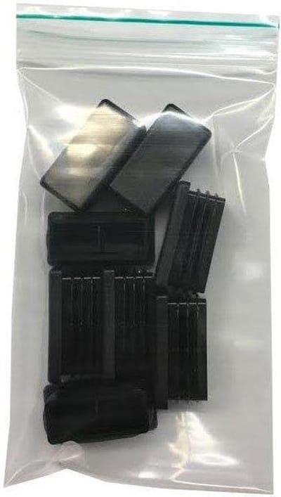 FLE - Inslagdop/meubeldop zwart rechthoek 3 bij 4 cm en hoogte 0,4 cm van kunststof - 8 stuks