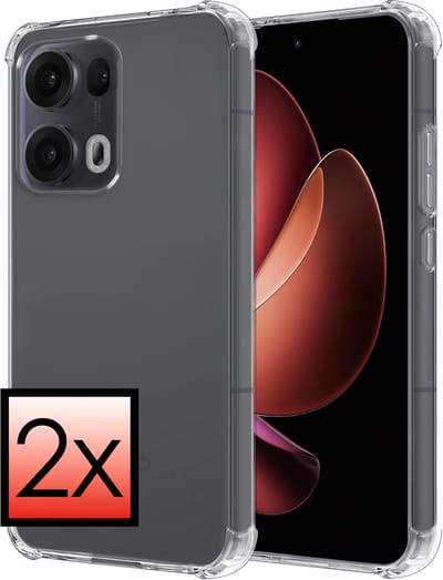 Hoesje - 2 Stuks - Geschikt voor Oppo Reno 13 Pro - Sterk & Shockproof - Siliconen Case - Back Cover - Telefoon Hoes Shock Proof - Transparant