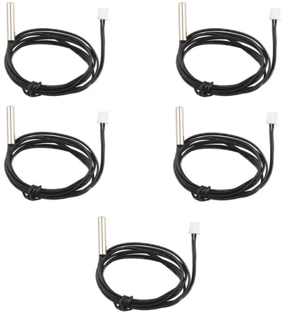 Allecto - Temperatuur Sensor Set - Waterdicht - 1m Kabel - Voor Koel- en Verwarmingssystemen - Pack van 5 - Inclusief installatiehulp - Geschikt vo..