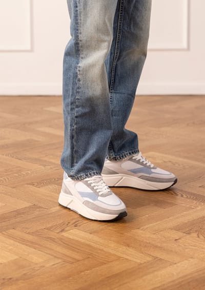 Manfield - Heren - Grijze suède sneakers - Maat 40
