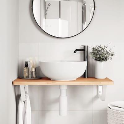 vidaXL - Badkamer - wandschap - staal - en - massief - beukenhout