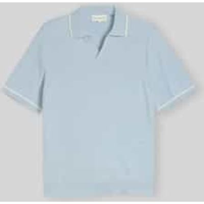 Tom Tailor - Gebreid poloshirt van katoen - Maat XL - light blue grey