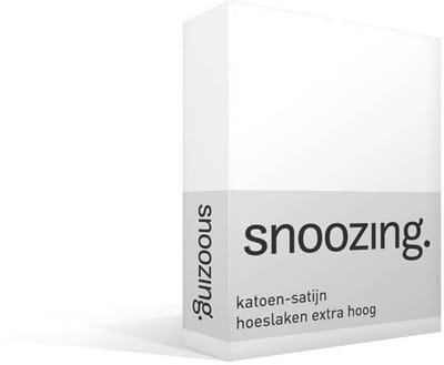 Snoozing - Katoen-satijn - Hoeslaken - Extra Hoog - Eenpersoons - 70x200 cm - Wit
