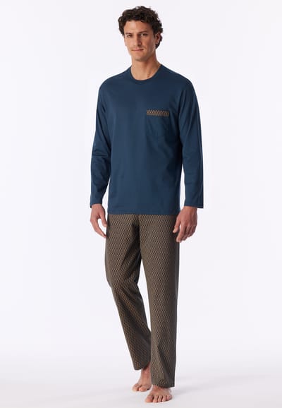 Lange pyjama, diepblauw met patroon - Comfort Nightwear 52