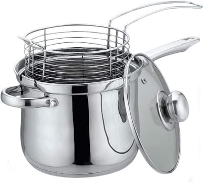 Carbonstaal pannen set met frituurmand 18 cm 3,6 L