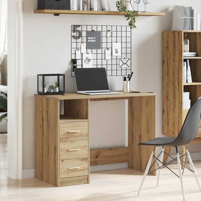vidaXL - Bureau - 102x50x76 - cm - bewerkt - hout - artisanaal - eikenkleur