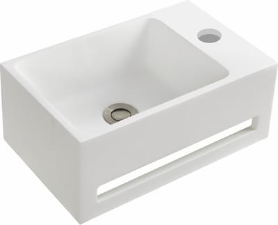 Allibert Banio Fontein - 40x25x17cm - kraangat rechts - zonder overloop - met handoekhouder - mat wit