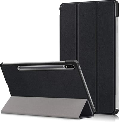 Samsung Tab S8 Plus hoes Book Case Smart Cover Zwart - Samsung Galaxy Tab S8 Plus hoes - Samsung Tab S7 FE hoes bookcase - Tab S7 plus hoes Trifold hoes -Tablet Hoes 12.4 Inch