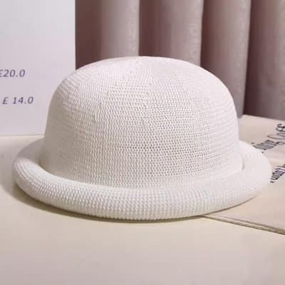Heren Klassieke Strooien Bowler Hoed dames Zomer Ademende Derby Pet Vintage Ronde Top baret Panama Hoed dames Casual Jazz Zonnehoeden 56-58 gray