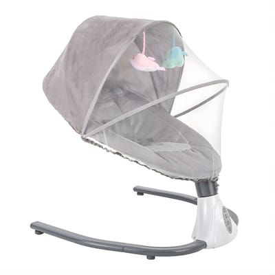 Elektrische Babyschommel – Baby Rocker met Afstandsbediening en USB – Opvouwbare Draagbare Wiegstoel voor 0–12 Maanden – Lichtgrijs