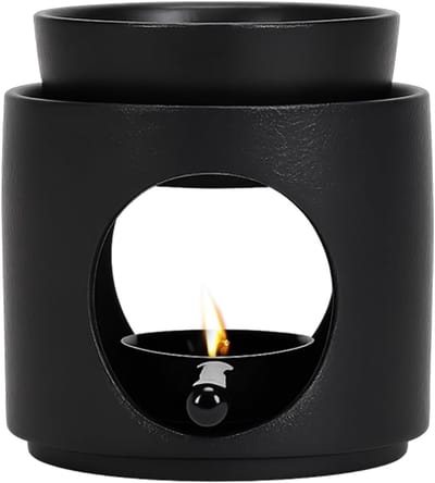 Ceramische geurige lamp met theelichthouder, aromalamp voor etherische oliën en geurige kaarsen, inclusief afneembare kom en wierookbrander