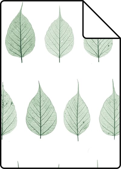 Proefstaal ESTAhome behang skeletbladeren tropisch junglegroen en mat wit - 26.5 x 21 cm - 128847-S