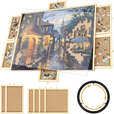 Puzzeltafel met Lades 1500 Stukjes - Puzzelplaat - Puzzelplank - 89 x 69 cm - Puzzelbord met opbergsysteem - Puzzelkoffer - Puzzelmat - Hout