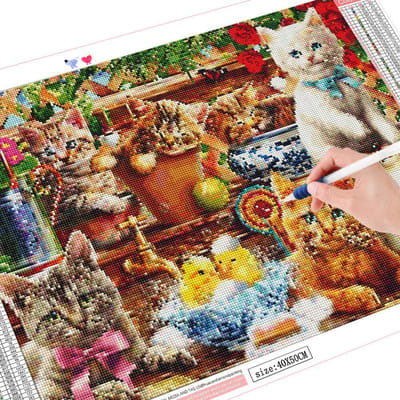 Peinture au diamant Animal Broderie au point de croix 20X30CM black