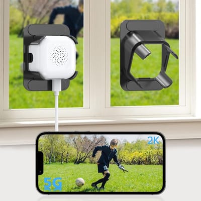 Raamcamera Tegen Raam Met Wifi & Live Beeld - raamcamera Met Nachtzicht & Bewegingsdetectie - Binnen Beveiligingscamera Met 2,4GHz & 5GHz Wifi | 24/7 Opname & Eenvoudige Installatie