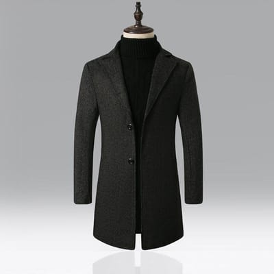 Herfst en Winter Nieuwe Heren Trenchcoat Grote Maat Middellange Jas Jas Enkelrijige Jas Om Warm Te Houden 5XL black