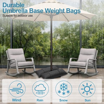 Parasolbasis zandzakken, 50 lbs vulbare zandzakgewichten, 600D zwarte Oxford duurzame parasolbasisgewicht voor vrijdragende parasol, paraplu's en tuinmeubelen (zonder zand) - 2 stuks